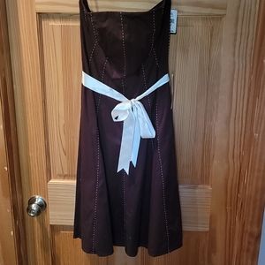 Notice Strapless Brown and Cream Dress